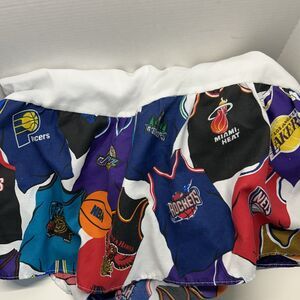 NBA Basketball Jerseys Teams Twin Bed Skirt Dust Ruffle Fabric 90’s Retro Vtg